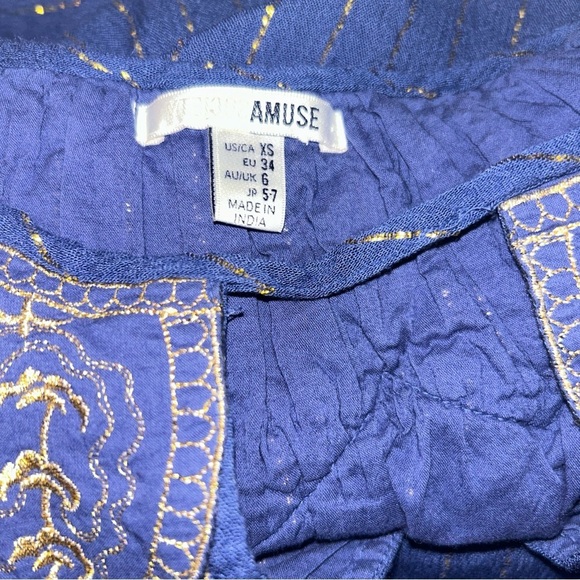 AMUSE SOCIETY Women's Dress Long Sleeve Keyhole Neck Embroidered Metallic XS - Picture 4 of 4